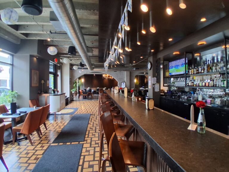 La Cucina restaurant dining room with warm pendant lighting in Hanover, PA